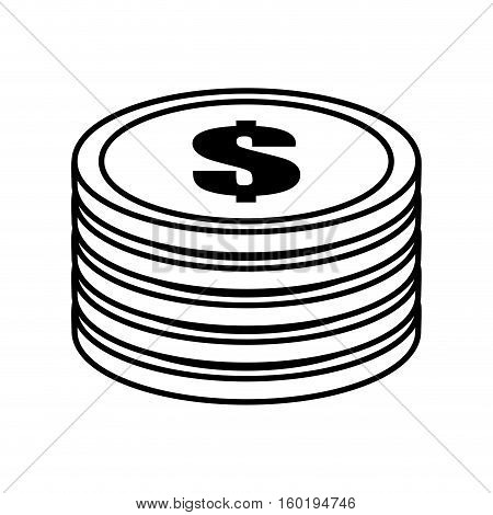 coin pile dollar money outline vector illustration eps 10
