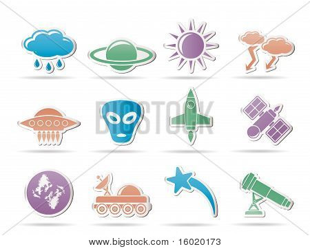 Astronautics และพื้นที่ และ univerce ไอคอน