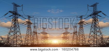 High Voltage Electric Transmission Tower Energy Pylon