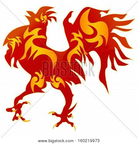 Rooster. Cock. Abstract rooster logo, cock icon. Red fire rooster as symbol of new year 2017 in Chinese calendar. Vector illustration of rooster, cock, design element for new year 2017 greeting cards