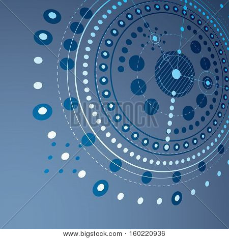3d engineering technology vector backdrop. Futuristic technical plan mechanism. Blue mechanical scheme dimensional abstract industrial design can be used as website background.