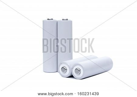 Rechargeable battery in a charger isolated on white