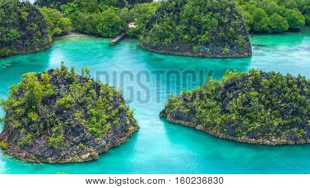 Close up of some Rock Island in Painemo, Raja Ampat, West Papua, Indonesia.