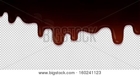 Flowing dark chocolate glaze isolated on transparent background abstract. Melt icing ice cream. Editable - Easy change colors. Vector illustration
