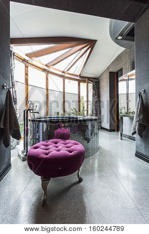 Posh Bathroom With Window Wall