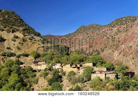 Moroccan village in the Atlas mountains, Morocco, Africa