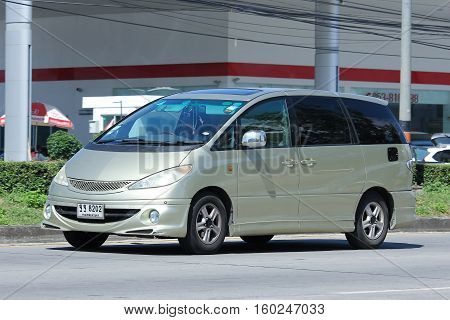 CHIANG MAI THAILAND - OCTOBER 31 2016: Private Toyota Estima car. Family van with hybrid drive to large families. Photo at road no.121 about 8 km from downtown Chiangmai thailand.