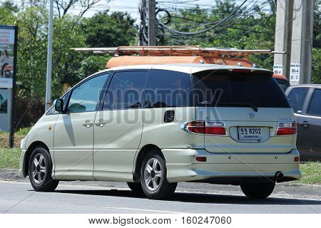 CHIANG MAI THAILAND - OCTOBER 31 2016: Private Toyota Estima car. Family van with hybrid drive to large families. Photo at road no.121 about 8 km from downtown Chiangmai thailand.