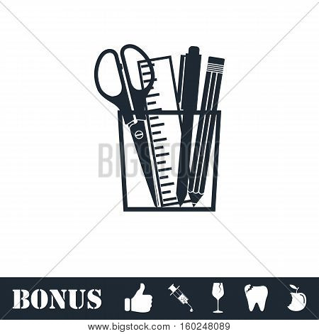 Office tools icon flat. Vector illustration symbol and bonus pictogram