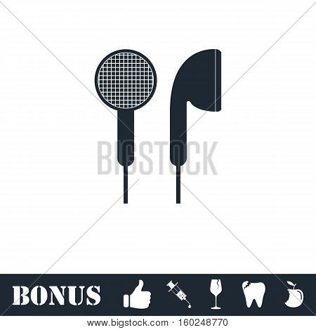 Vacuum headphones icon flat. Vector illustration symbol and bonus pictogram