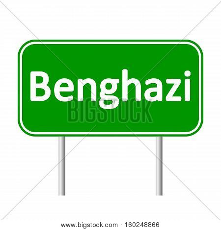 Benghazi road sign isolated on white background.