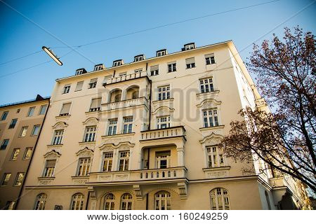 old house in munich blue sky, residential