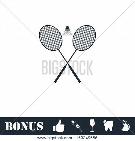 Badminton icon flat. Vector illustration symbol and bonus pictogram