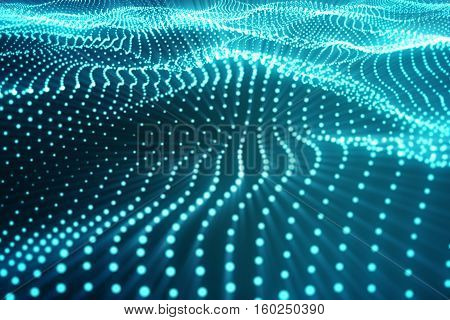 3d rendering abstract polygonal low poly wave background with connecting dots and lines. Abstract Flow. Connection structure. Low poly mesh, Flow, Wave, Blue Lines and dots