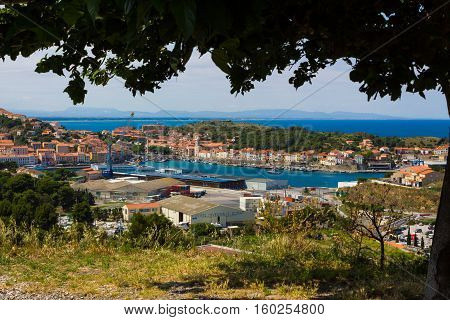 View of the Mediterranean town and fishing harbor of Port-Vendres France