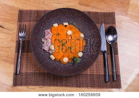 Ham And Carrots With Wegetables.