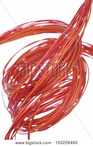 Closeup of Electric Cables Isolated on White Background