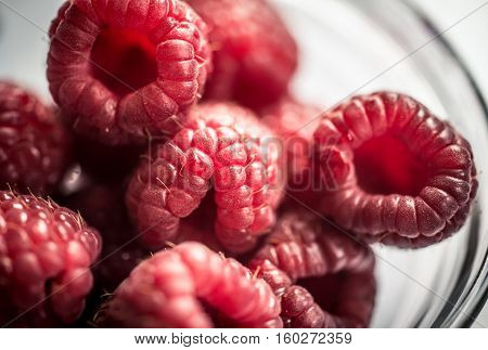 Rasperry close up macro view. Food concept