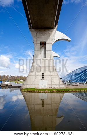 Close up Reflection of Falkirk Wheel, Scotland UK