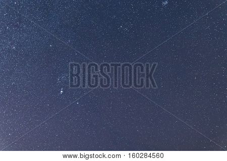 Blue Dark Night Sky With Many Stars. .constellations Orion