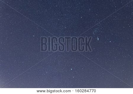 Blue Dark Night Sky With Many Stars. .constellations Orion