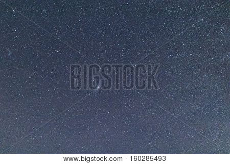 Blue Dark Night Sky With Many Stars. .constellations Cassiopeia, Andromeda