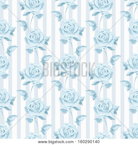 Romantic pattern with roses. Watercolor painting. Floral background 03