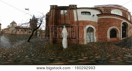 St. Anne's Church and Church of St. Francis and St. Bernard day time 360 vr panorama, Vilnius, Lithuania