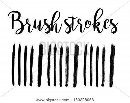 Black ink hand drawn paintbrush brush vector set, illustration. Strokes isolated elements. Can be used for Black Friday banner design