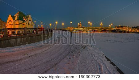 marina on the Lieutenant Schmidt Embankment in St. Petersburg, Russia