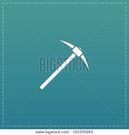 Pick icon. White flat icon with black stroke on blue background