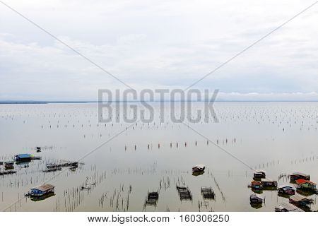 Songkhla sea of Thailand on blue sky backgroundใ
