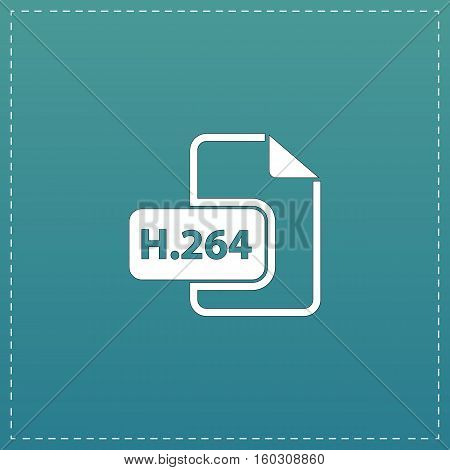 H264 video file extension. White flat icon with black stroke on blue background
