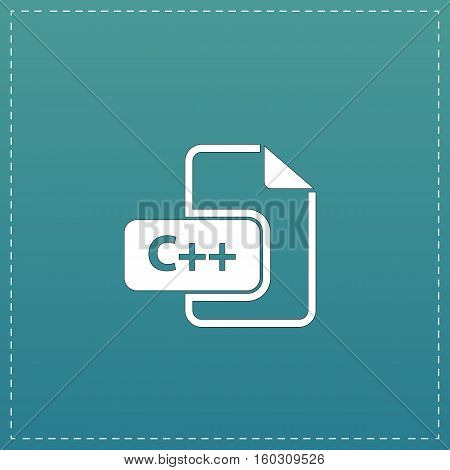C development file format. White flat icon with black stroke on blue background