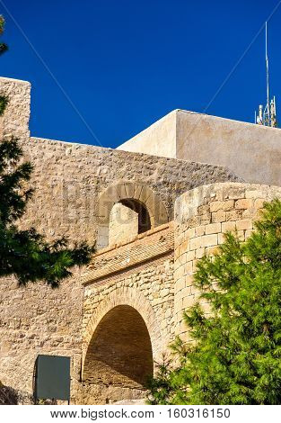 Walls of Santa Barbara Castle in Alicante - Spain