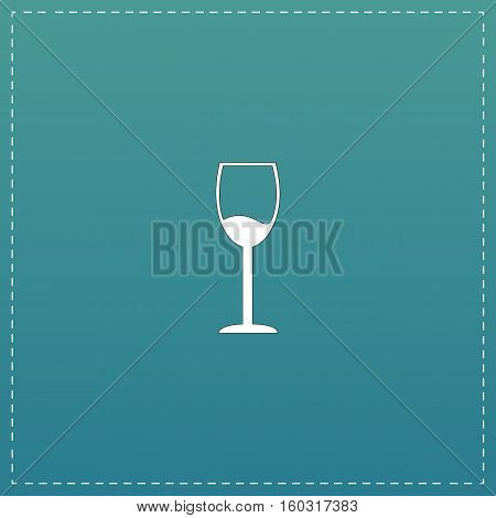 Simple Wine glass - Alcohol drink. White flat icon with black stroke on blue background
