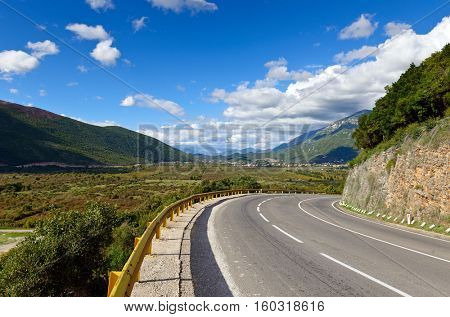 The Adriatic highway near Jaz Beach, Budva, Montenegro, Europe