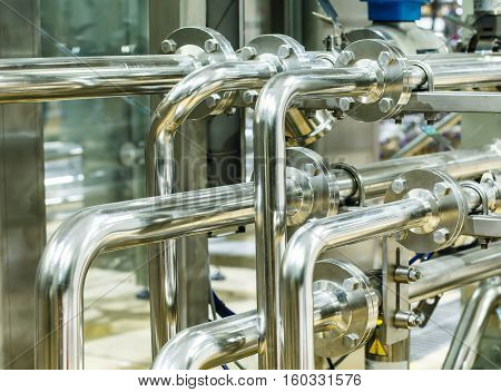 Industrial equipment  pipes stainless tubes Food automation.