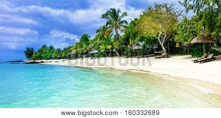 Serene tropical vacation. Beautiful beaches of Mauritius island