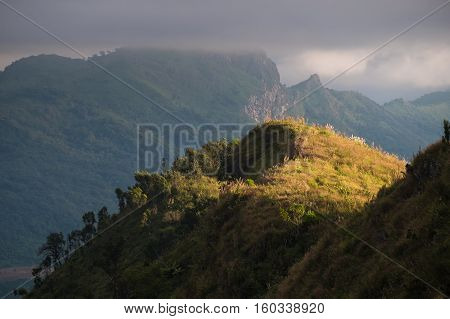 Mountain view from Doi pha phung peak in Nan province, Thailand.