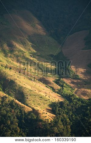 Mountain view from Doi pha phung peak in Nan province, Thailand.