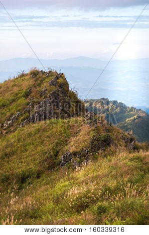 Mountain view from Doi pha phung peak in Nan province, Thailand.