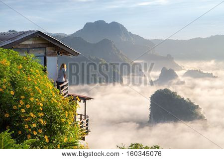 Morning fog on sunrise in the Phulanka, Phayao