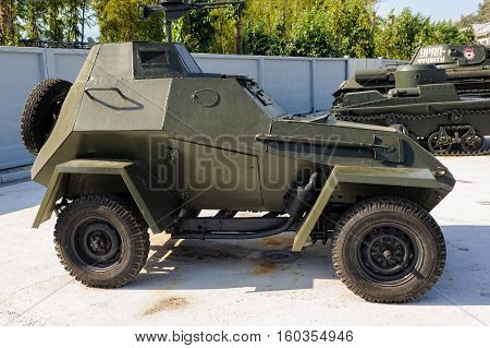 Verhnyaya Pyshma, Russia - September 4, 2010: Military armored car of BA-64. An exhibition of military equipment of times of World War II in Museum of Fighting Glory of the Urals military equipment