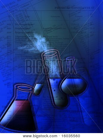 Eine blau-grün-Montage der Elemente bezüglich Wissenschaft oder Chemie