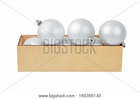 Wooden Box With Christmas Baubles