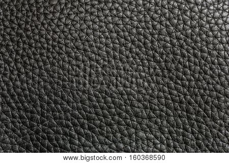 background and texture of real black leather sheet on bag leather