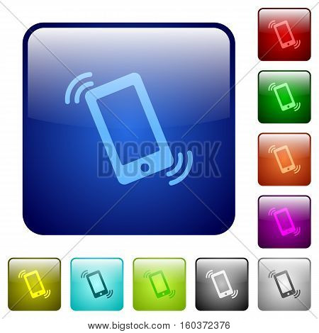Ringing phone color glass rounded square button set