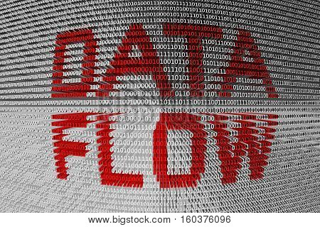 DATA FLOW in the form of binary code, 3D illustration