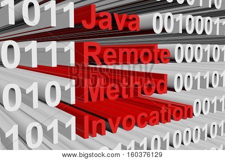 Java remote method invocation in the form of binary code, 3D illustration